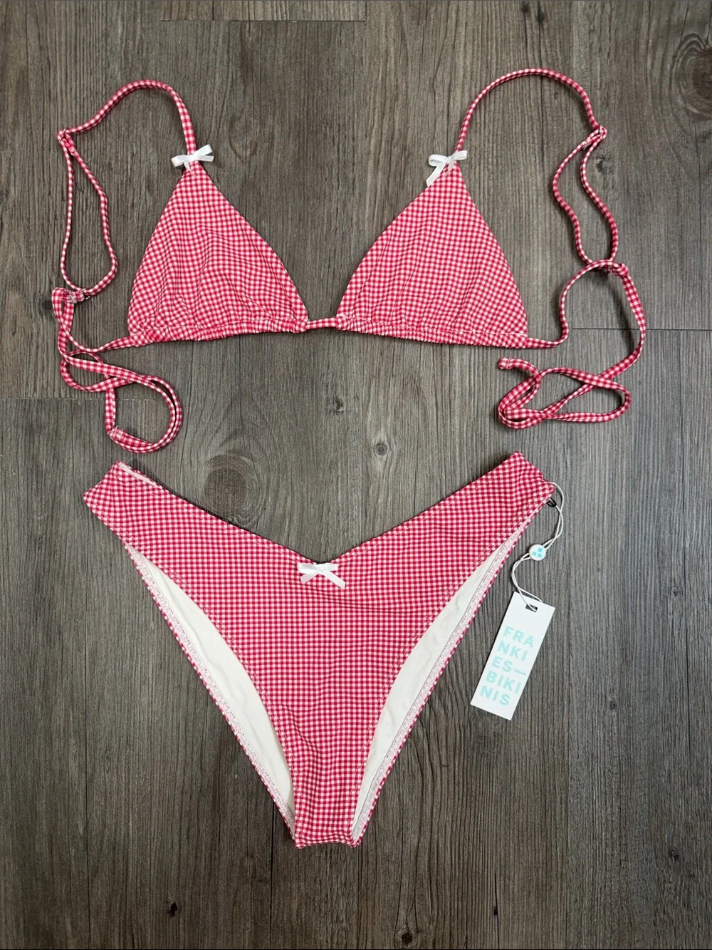 Frankie's Bikinis Red Gingham Triangle Bikini